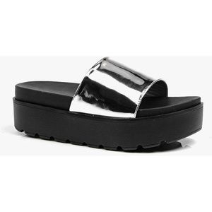 Stylish Black and Silver Platform Sandals